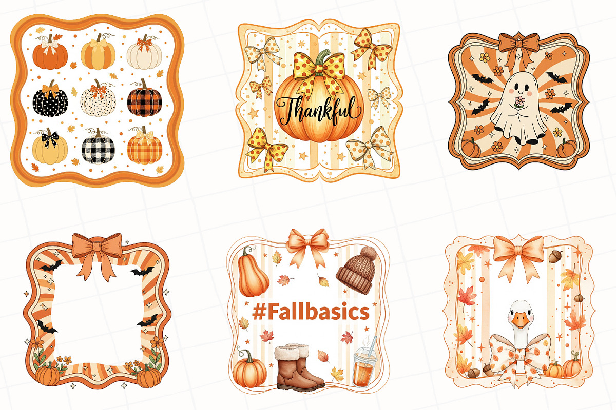 Pumpkin Autumn Coquette Bow Frame, an Illustration by OK Design (Photo 2 of 4)