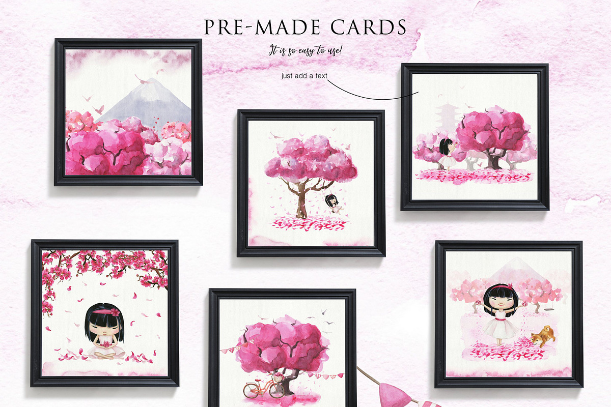 Pink Dreams of Sakura-watercolor set, a Texture Illustration by Satika (Photo 2 of 12)