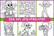 80's Fashion Girl Coloring Pages, a Person Illustration by Ink Gallery (Thumbnail 4 of 5)