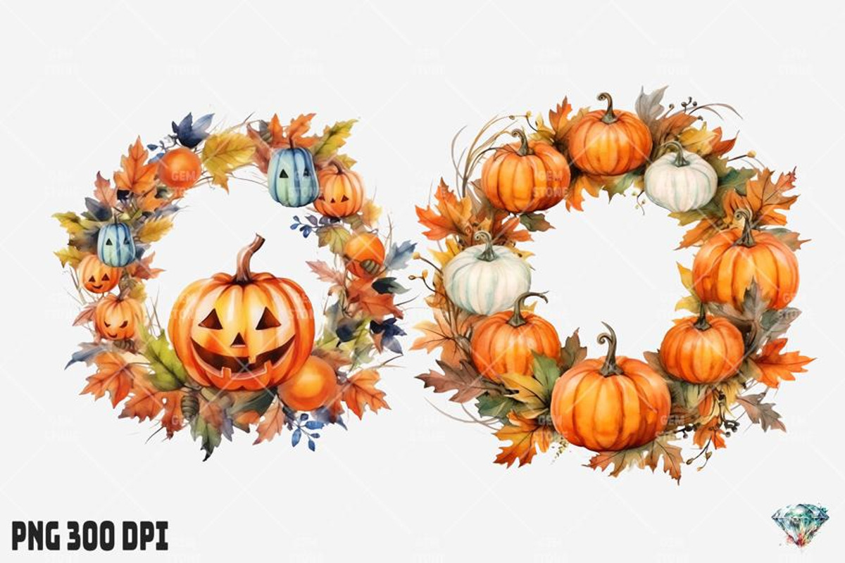 Halloween Pumpkin Wreath, an Illustration by Gemstone (Photo 9 of 12)
