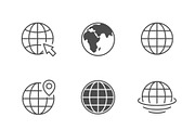 Set icons of globe or planet earth, an Outline Icon by motorama (Thumbnail 1 of 2)