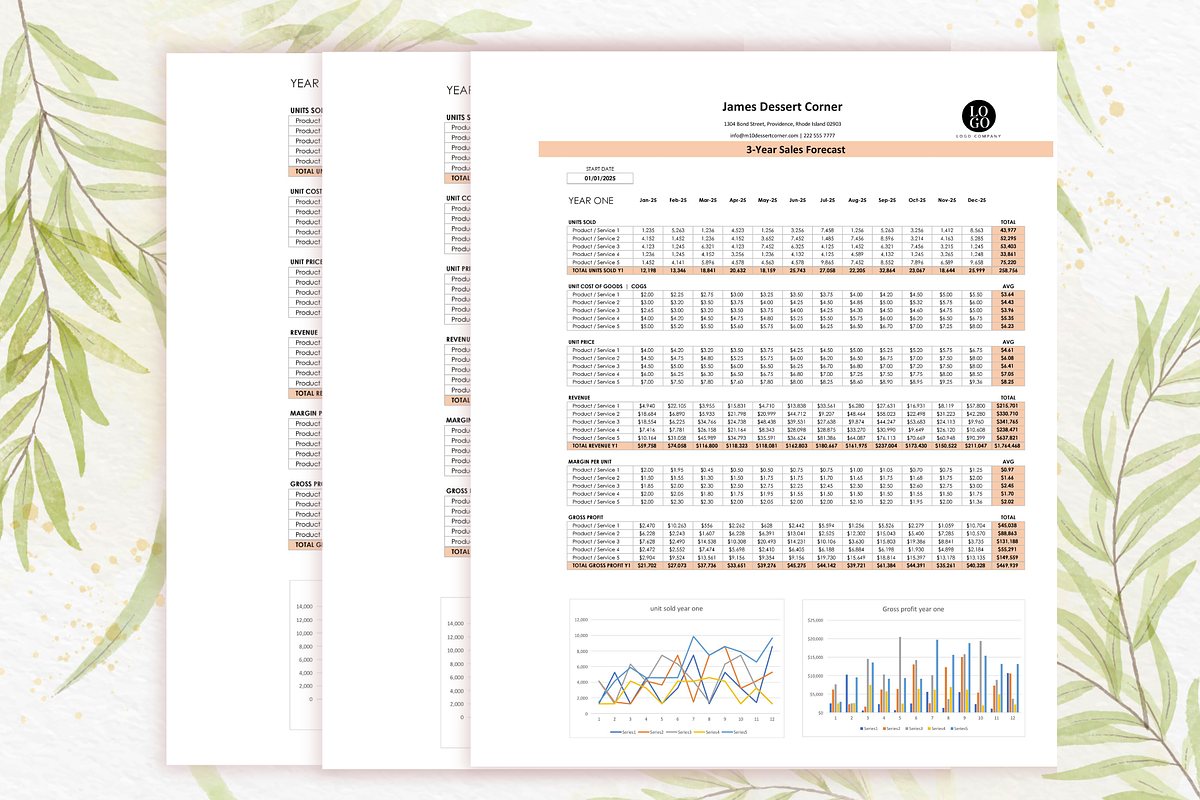 3 Year Sales Forecast Spreadsheet, a Templates & Theme by Designbudy (Photo 1 of 7)