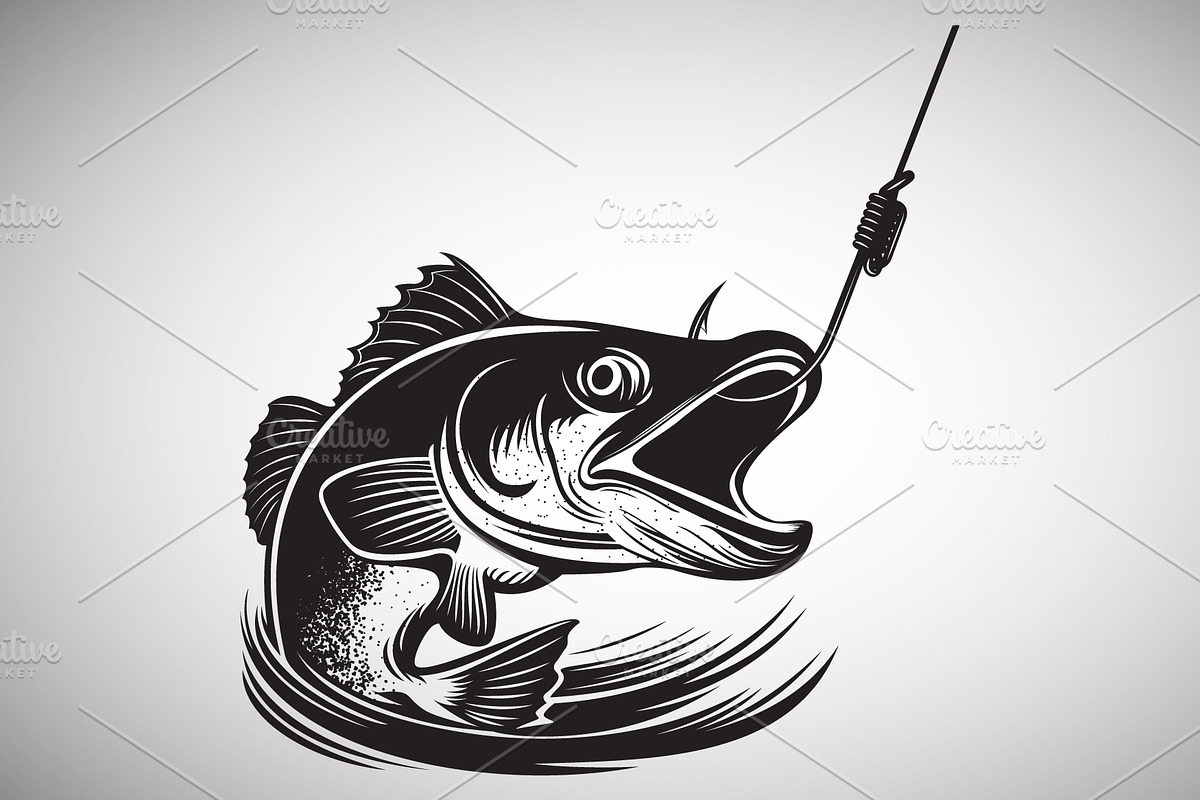 Fishing Hook and Fish Illustration, an Animal Illustration by Ghagra (Photo 2 of 4)