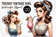 Trendy Vintage Girl Clipart, an Illustration by RobertsArt (Thumbnail 1 of 7)