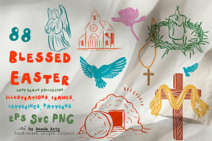 Christian Easter Clipart, Patterns, a Decorative Illustration by Anada Arty