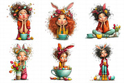 Whimsical Easter Coffee Girl Clipart, an Illustration by Daily.Designs (Thumbnail 3 of 7)