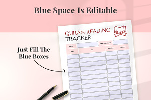 Printable Quran Reading Tracker