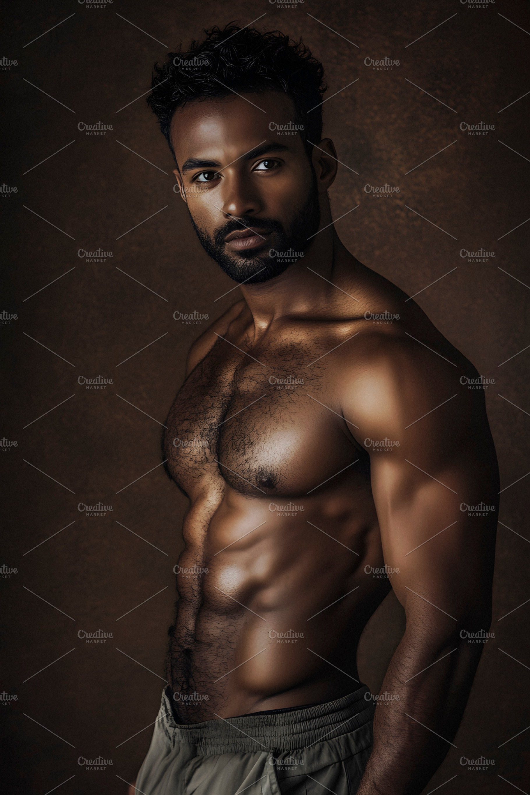 shirtless black athletic man, generative AI, a Photo by Nito