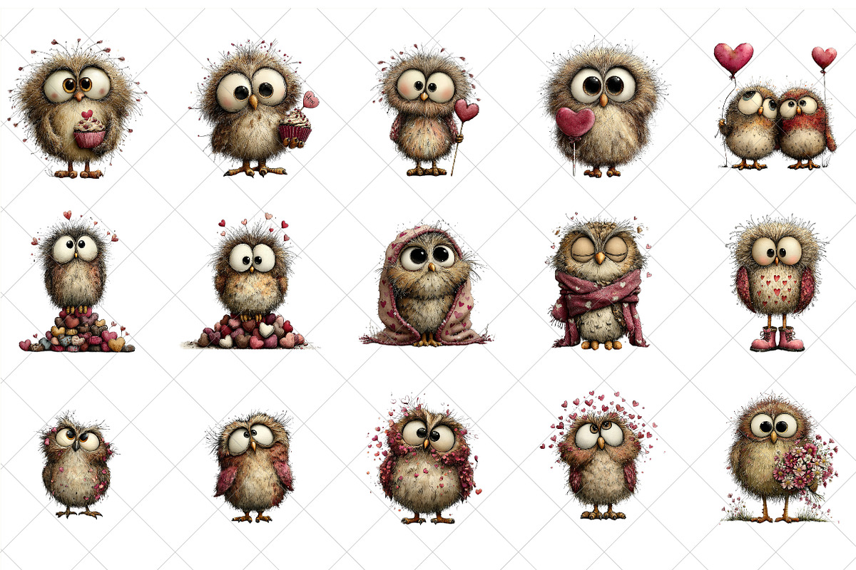 Valentine Day Owl Clipart, an Illustration by SinaCreation (Photo 2 of 7)