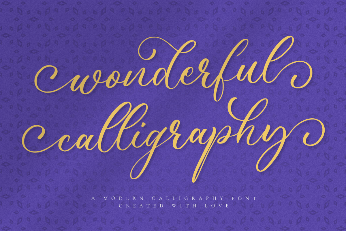 Wonderful Calligraphy, a Handwritten Font by RockboyStd (Photo 1 of 12)
