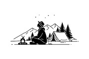 Wild Camping Silhouette Set, an Object Graphic by yasushie (Thumbnail 2 of 6)