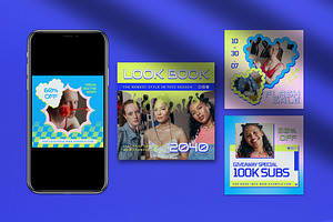 Blue Y2K Fashion Instagram Pack