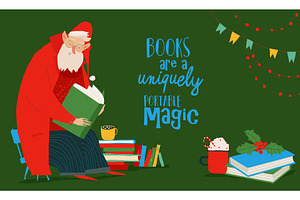 Cartoon Santa Claus reading the Book, an Object Illustration by Maria Starus