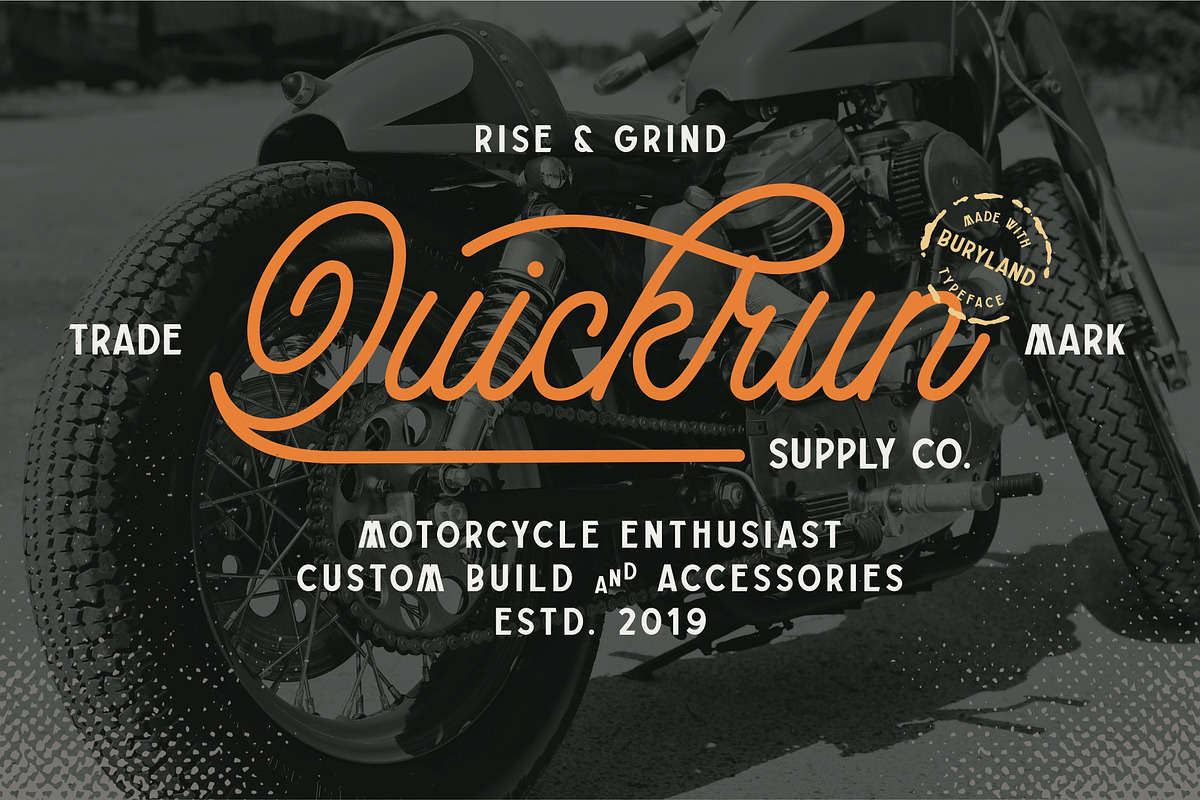 Buryland Typeface Family, a Script Font by YdhraStudio (Photo 2 of 15)
