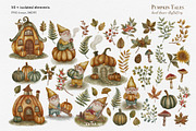 Cozy Autumn Gnomes & Pumpkin Clipart, a Decorative Illustration by Jenny Quince (Thumbnail 2 of 11)