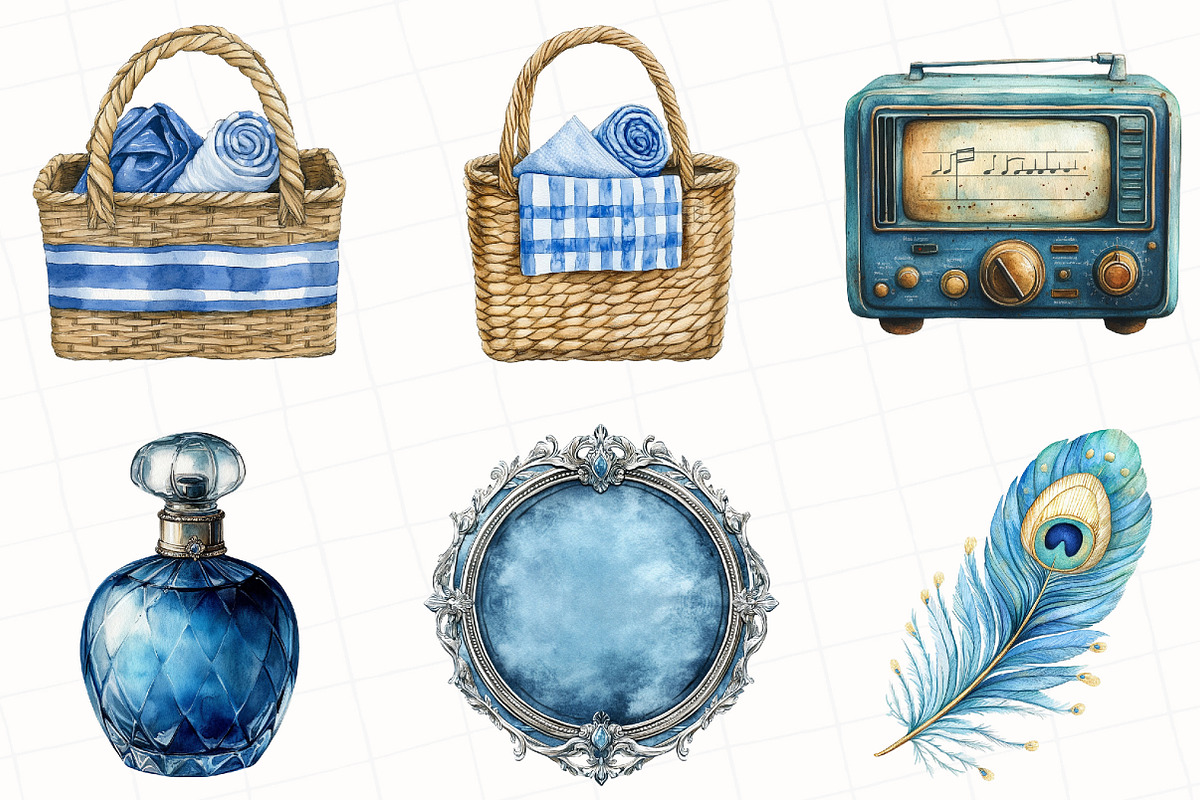 1920s Blue Summer Clipart, an Illustration by OK Design (Photo 5 of 5)