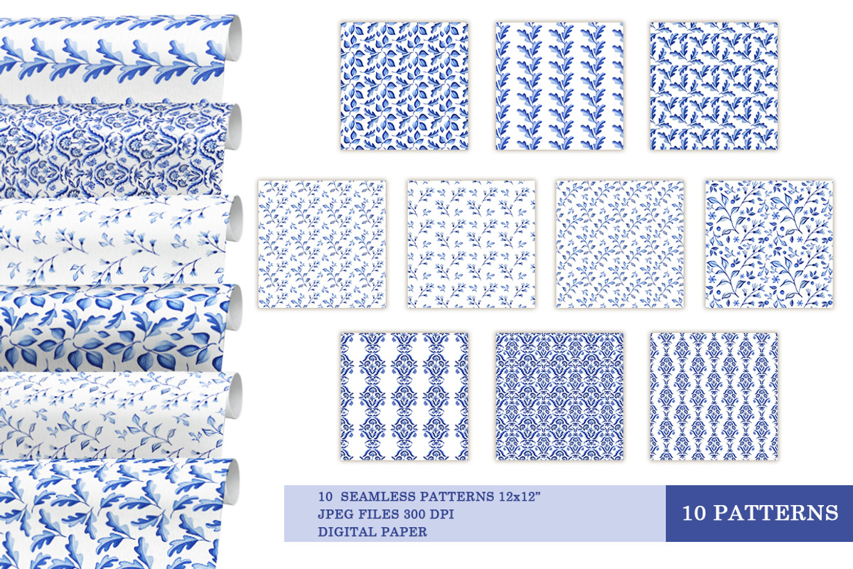 Blue flowers design. Blue pattern, a Decorative Illustration by Alla Art Poster (Photo 3 of 8)