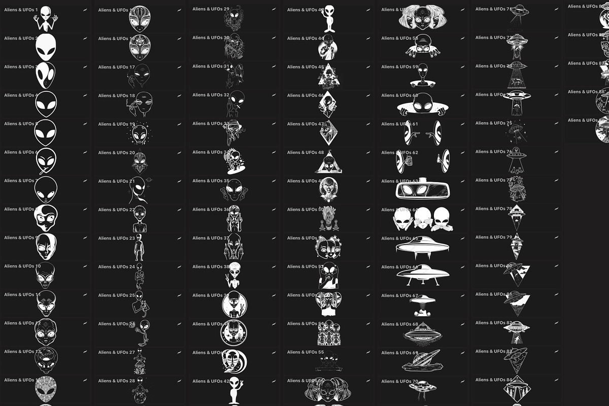 Aliens & UFOs - Procreate Stamp Set, a Brush Add-On by LA Studio Sthlm (Photo 6 of 6)