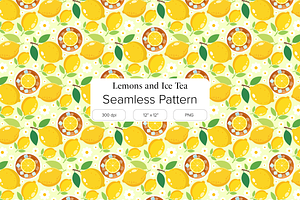 Summer Lemon and Ice Tea Pattern, a Pattern Graphic by Little Creative Scribbles