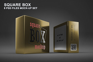 Square Box Mockup Set - 8 PSD