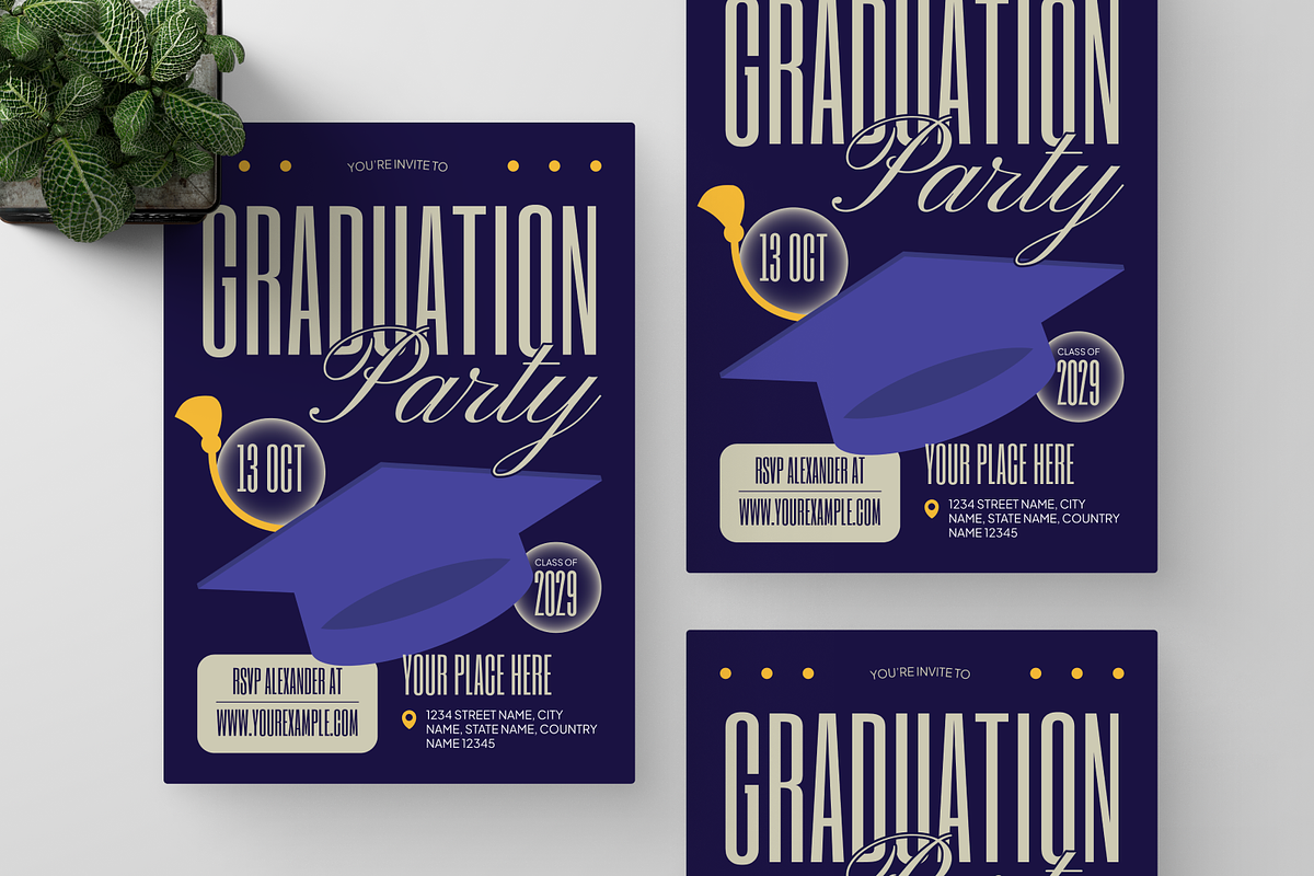 Modern Graduation Invitation, a Flyer Template by Annora Studio (Photo 4 of 6)