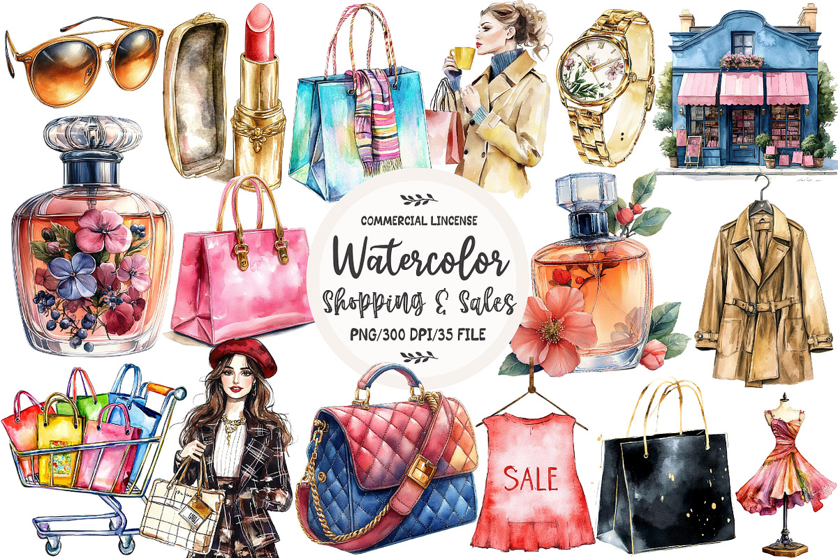 Shopping & Sales Fashion Clipart, an Illustration by OK Design (Photo 1 of 5)
