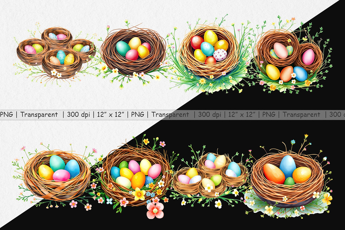 Nests with Eggs Clipart, a Graphic by Artnoy (Photo 2 of 5)
