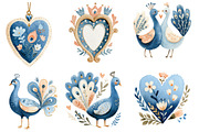 Valentine Damask Peacock Clipart, an Illustration by Designworld (Thumbnail 6 of 6)
