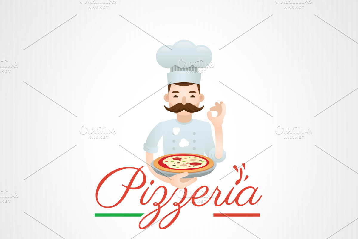 Pizzeria - Mustachioed Italian Logo, a Branding & Logo Template by Manudesign (Photo 2 of 2)