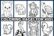 Cute Animal Coloring Pages For Kids, an Animal Illustration by maggiesar (Thumbnail 3 of 4)