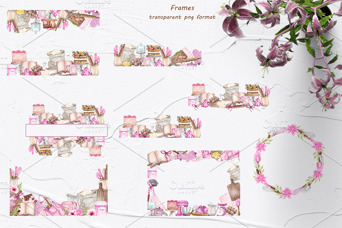Home Bakery Watercolor Set, a Food Illustration by BarvArt (Photo 6 of 15)