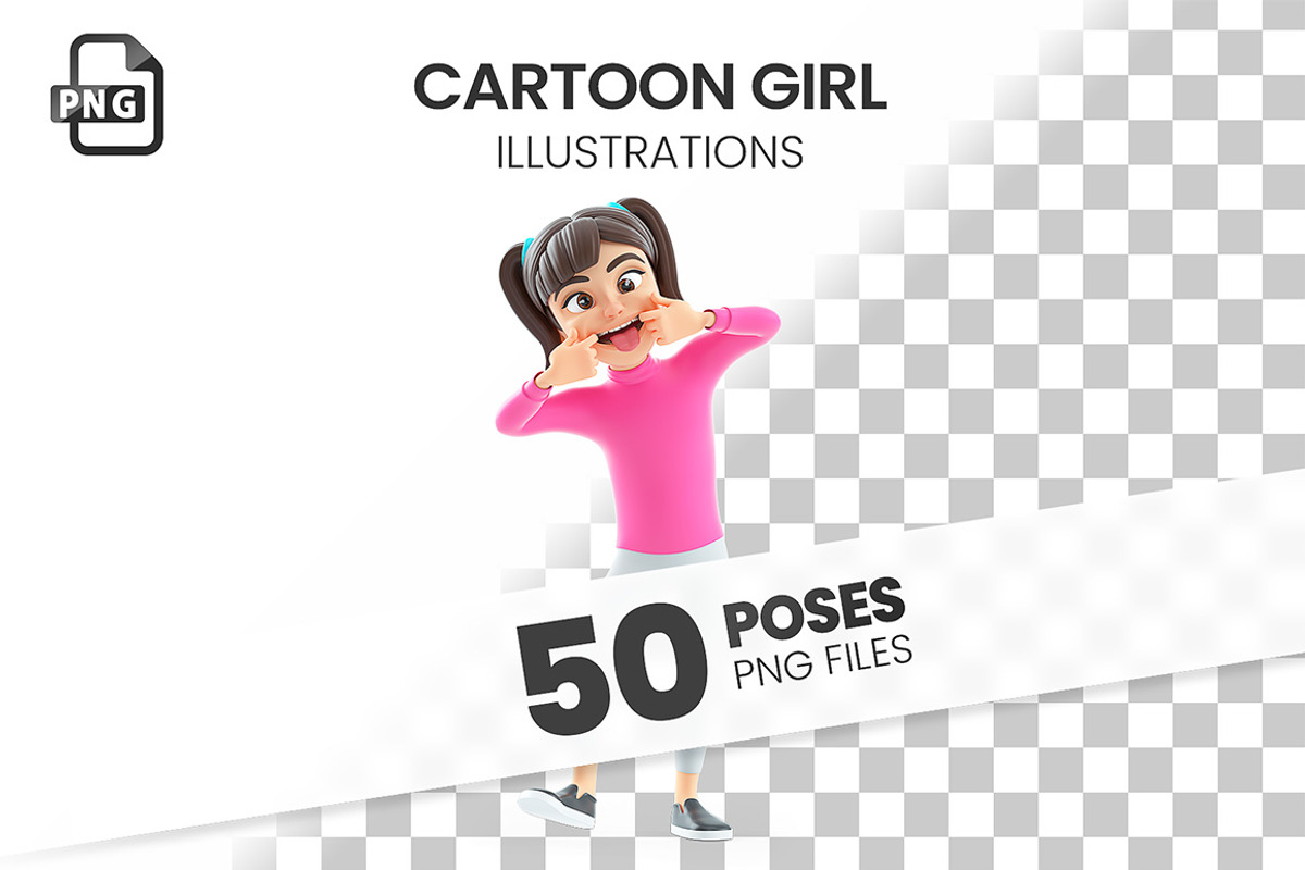 Cartoon Girl – Set of 50 Poses, a Person Illustration by 3DMask (Photo 1 of 6)