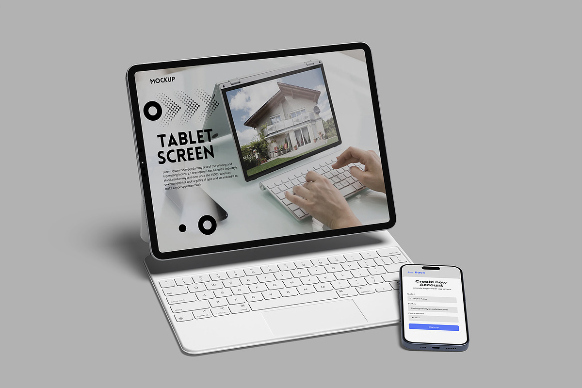 Tablet & Phone Screen Mockup, a Device Mockup by lamorastudio (Photo 6 of 11)