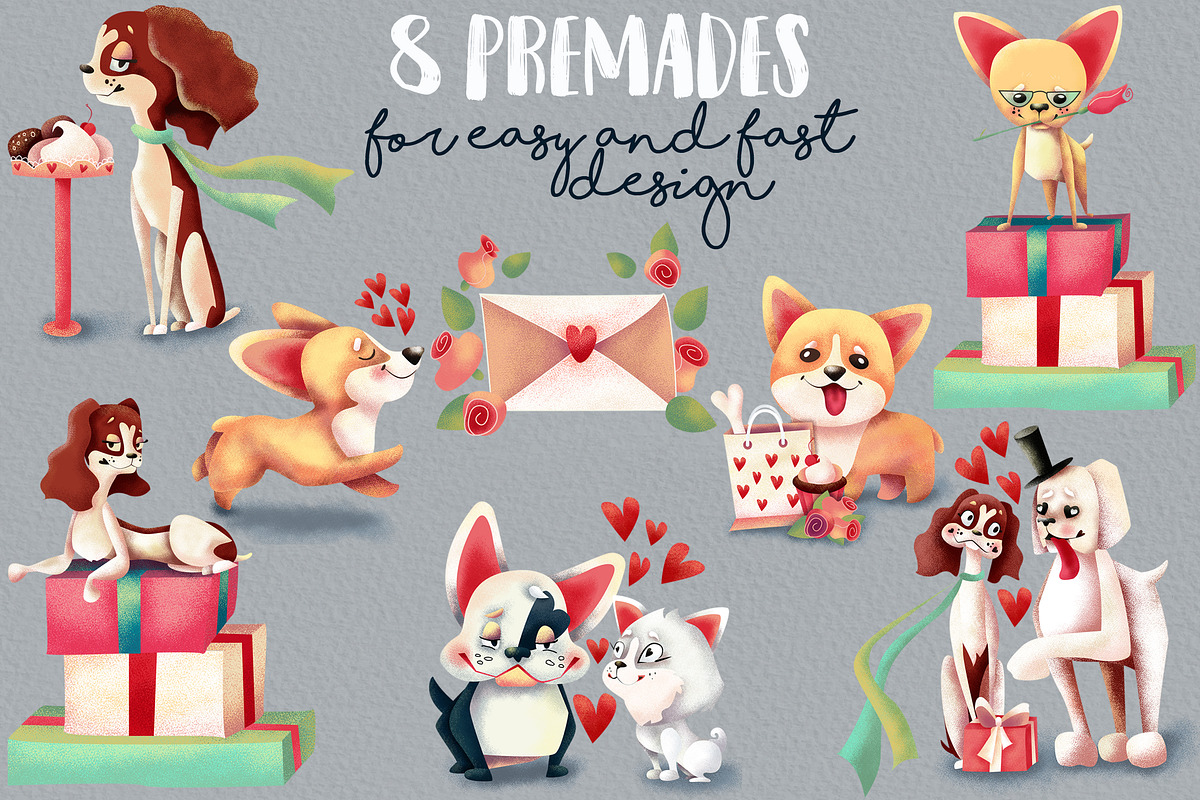 Puppy love. Valentine's Day clipart, an Animal Illustration by Astel (Photo 4 of 8)