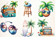 Watercolor Summer Clipart, an Illustration by DreamCafeArt (Thumbnail 4 of 7)