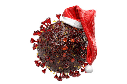 Virus cell in Santa's hat