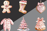 Watercolor Pink Gingerbread Clipart, an Illustration by Black Bird Studio (Thumbnail 5 of 6)