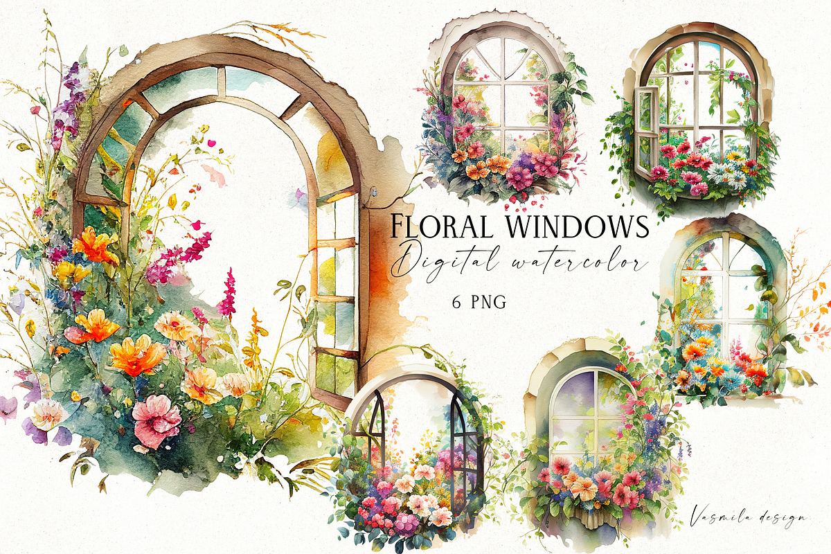 Romantic flower clipart bundle, a Decorative Illustration by Vasmila (Photo 15 of 21)