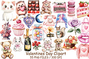 Watercolor Valentines Day Clipart, an Illustration by Design Market (Thumbnail 1 of 4)