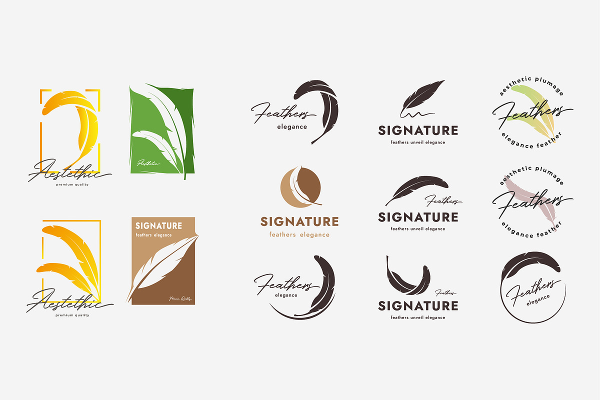 vintage vector feather logo bundle