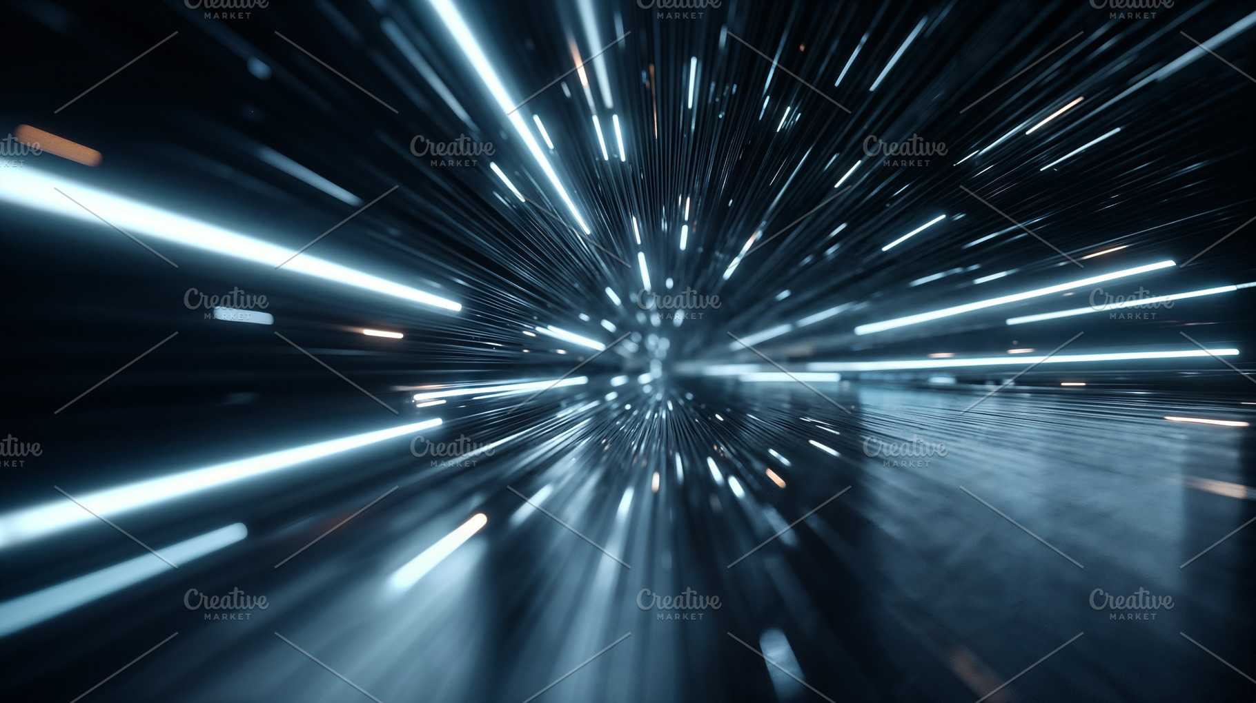 Streaks of light move rapidly through dark tunnel space, a Background Photo by OSORIOartist