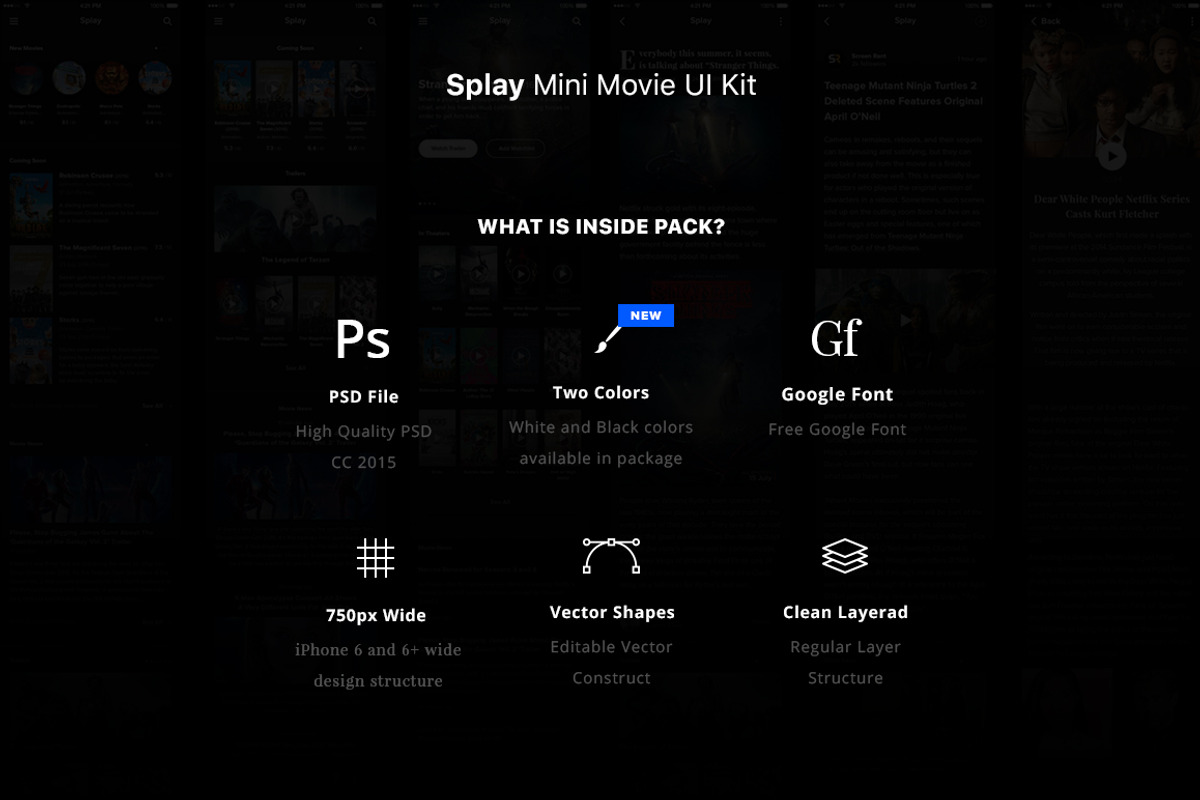 Splay Perfect Movie UI Kit, an UI Kit Template by Design Universe (Photo 2 of 6)