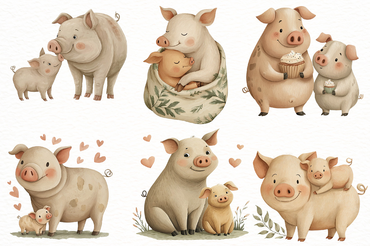 Pig Mother's Day pig Clipart, an Illustration by Designworld (Photo 4 of 8)