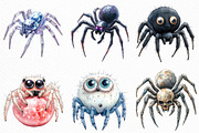 Watercolor Halloween Spider Clipart, an Illustration by Craft Nest (Thumbnail 3 of 6)