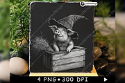 Cute Witch Pig Wooden Box Broom, a Background Graphic by LaseredNinja (Thumbnail 6 of 7)