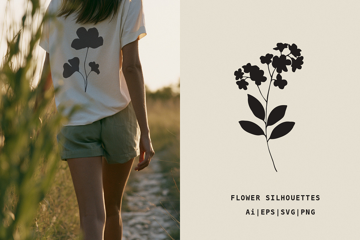 Botanical Flower Silhouettes Set, an Object Illustration by NatalieArtShop (Photo 11 of 12)