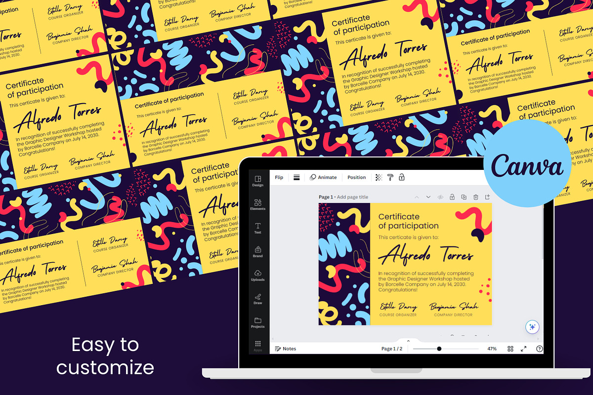 Participation Canva Certificate, a Design Template by TemplateCastleStore (Photo 4 of 5)