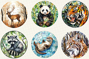 Wild Animals Round Stained Glass, an Illustration by OK Design (Thumbnail 2 of 5)