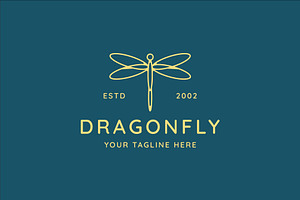 dragonfly logo line art simple, a Branding & Logo Template by zyxroun shop