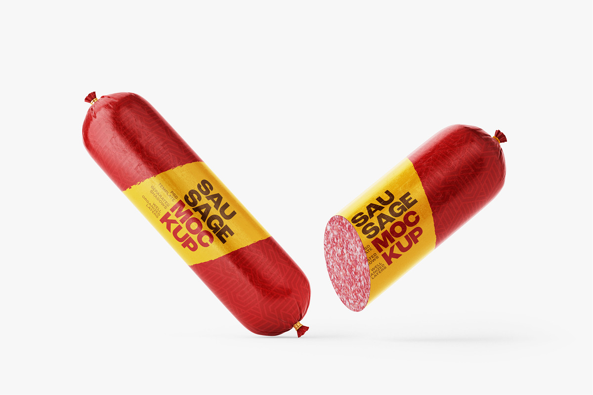 Sausage Chub Mockup Set, a Packaging Mockup by Deeplab
